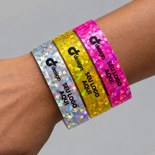 Pulseira modelo Holográfica personalizada para eventos
