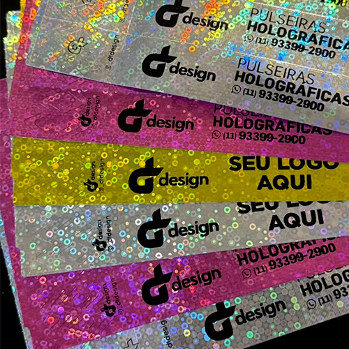Pulseira modelo Holográfica personalizada para eventos